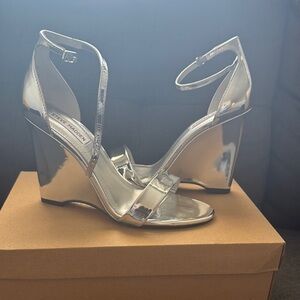 Steve Madden Silver Women's Wedge Sandals